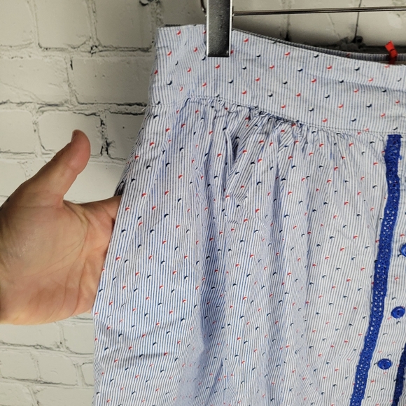 LUNA MOON | vintage inspired button down front slit moon stripe print skirt - Picture 2 of 9